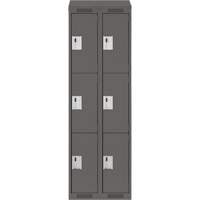 Clean Line Lockers, 3 -tier, Bank of 2, 24" x 18" x 78", Steel, Charcoal, Rivet (Assembled) Equipment World