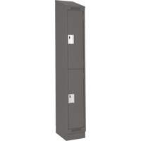 Clean Line Lockers, 2 -tier, 12" x 18" x 82", Steel, Charcoal, Rivet (Assembled) Equipment World