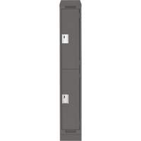 Clean Line Lockers, 2 -tier, 12" x 18" x 82", Steel, Charcoal, Rivet (Assembled) Equipment World