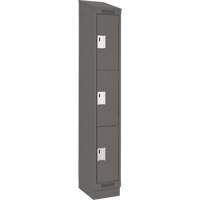 Clean Line Lockers, 3 -tier, 12" x 18" x 82", Steel, Charcoal, Rivet (Assembled) Equipment World