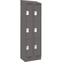 Clean Line Lockers, 3 -tier, Bank of 2, 24" x 18" x 82", Steel, Charcoal, Rivet (Assembled) Equipment World