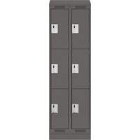 Clean Line Lockers, 3 -tier, Bank of 2, 24" x 18" x 82", Steel, Charcoal, Rivet (Assembled) Equipment World