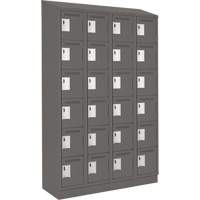 Clean Line Lockerette, 6 -tier, Bank of 4, 48" x 18" x 82", Steel, Charcoal, Rivet (Assembled) Equipment World