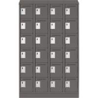 Clean Line Lockerette, 6 -tier, Bank of 4, 48" x 18" x 82", Steel, Charcoal, Rivet (Assembled) Equipment World