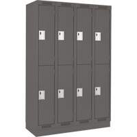 Clean Line Lockers, 2 -tier, Bank of 4, 48" x 18" x 76", Steel, Charcoal, Rivet (Assembled) Equipment World
