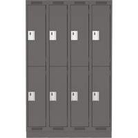 Clean Line Lockers, 2 -tier, Bank of 4, 48" x 18" x 76", Steel, Charcoal, Rivet (Assembled) Equipment World
