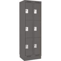 Clean Line Lockers, 3 -tier, Bank of 2, 24" x 18" x 76", Steel, Charcoal, Rivet (Assembled) Equipment World