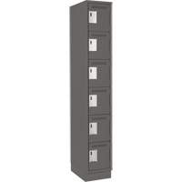 Clean Line Lockerette, 6 -tier, 12" x 18" x 76", Steel, Charcoal, Rivet (Assembled) Equipment World