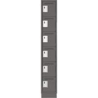 Clean Line Lockerette, 6 -tier, 12" x 18" x 76", Steel, Charcoal, Rivet (Assembled) Equipment World