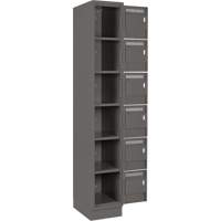Clean Line Lockerette, 6 -tier, Bank of 4, 48" x 18" x 76", Steel, Charcoal, Rivet (Assembled) Equipment World