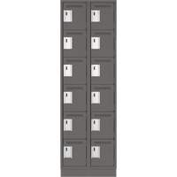 Clean Line Lockerette, 6 -tier, Bank of 2, 24" x 18" x 76", Steel, Charcoal, Rivet (Assembled) Equipment World