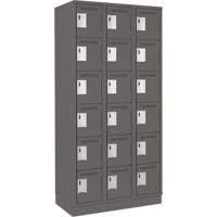 Clean Line Lockerette, 6 -tier, Bank of 3, 36" x 18" x 76", Steel, Charcoal, Rivet (Assembled) Equipment World