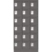 Clean Line Lockerette, 6 -tier, Bank of 3, 36" x 18" x 76", Steel, Charcoal, Rivet (Assembled) Equipment World