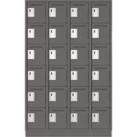 Clean Line Lockerette, 6 -tier, Bank of 4, 48" x 18" x 76", Steel, Charcoal, Rivet (Assembled) Equipment World