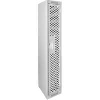 Clean Line Lockers, 12" x 12" x 72", Steel, Grey, Rivet (Assembled), Perforated Equipment World