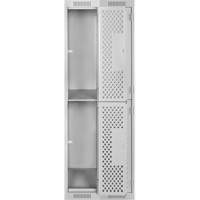 Clean Line Lockers, 2 -tier, Bank of 2, 24" x 12" x 72", Steel, Grey, Rivet (Assembled), Perforated Equipment World
