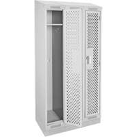 Clean Line Lockers, Bank of 3, 36" x 12" x 82", Steel, Grey, Rivet (Assembled), Perforated Equipment World