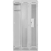Clean Line Lockers, Bank of 3, 36" x 12" x 82", Steel, Grey, Rivet (Assembled), Perforated Equipment World