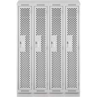 Clean Line Lockers, Bank of 4, 48" x 12" x 82", Steel, Grey, Rivet (Assembled), Perforated Equipment World