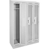Clean Line Lockers, Bank of 4, 48" x 12" x 82", Steel, Grey, Rivet (Assembled), Perforated Equipment World