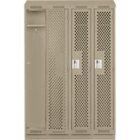 Clean Line Lockers, Bank of 4, 48" x 12" x 82", Steel, Grey, Rivet (Assembled), Perforated Equipment World