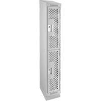 Clean Line Lockers, 2 -tier, 12" x 12" x 82", Steel, Grey, Rivet (Assembled), Perforated Equipment World