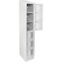 Assembled Lockerettes Clean Line Perforated Economy Lockers, 6 -tier, 18" x 72" x 12", Steel Equipment World