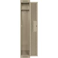 Clean Line Lockers, 12" x 12" x 72", Steel, Beige, Rivet (Assembled), Perforated Equipment World