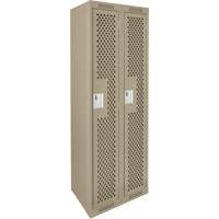 Clean Line Lockers, Bank of 2, 24" x 12" x 72", Steel, Beige, Rivet (Assembled), Perforated Equipment World