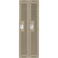 Clean Line Lockers, Bank of 2, 24" x 12" x 72", Steel, Beige, Rivet (Assembled), Perforated Equipment World