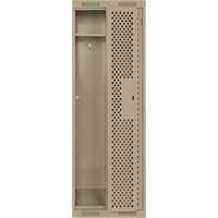 Clean Line Lockers, Bank of 2, 24" x 12" x 72", Steel, Beige, Rivet (Assembled), Perforated Equipment World