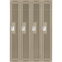 Clean Line Lockers, Bank of 4, 48" x 12" x 72", Steel, Beige, Rivet (Assembled), Perforated Equipment World