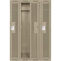 Clean Line Lockers, Bank of 4, 48" x 12" x 72", Steel, Beige, Rivet (Assembled), Perforated Equipment World
