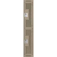 Clean Line Lockers, 2 -tier, 12" x 12" x 72", Steel, Beige, Rivet (Assembled), Perforated Equipment World