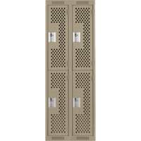Casiers Clean Line, 2 niveaux, Bloc de 2, 24" x 12" x 72", Acier, Beige, Rivet (assembl&eacute;), Perfor&eacute; Equipment World