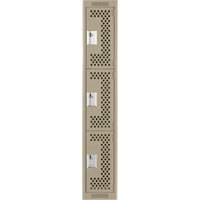Clean Line Lockers, 3 -tier, 12" x 12" x 72", Steel, Beige, Rivet (Assembled), Perforated Equipment World