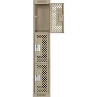 Clean Line Lockers, 3 -tier, 12" x 12" x 72", Steel, Beige, Rivet (Assembled), Perforated Equipment World