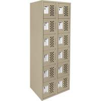 Assembled Lockerettes Clean Line Perforated Economy Lockers, 6 -tier, Bank of 2, 18" x 72" x 12", Steel Equipment World