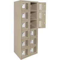Assembled Lockerettes Clean Line Perforated Economy Lockers, 6 -tier, Bank of 2, 18" x 72" x 12", Steel Equipment World