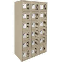 Assembled Lockerettes Clean Line Perforated Economy Lockers, 6 -tier, Bank of 3, 18" x 72" x 12", Steel Equipment World