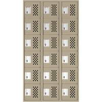 Assembled Lockerettes Clean Line Perforated Economy Lockers, 6 -tier, Bank of 3, 18" x 72" x 12", Steel Equipment World