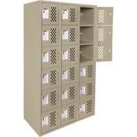 Assembled Lockerettes Clean Line Perforated Economy Lockers, 6 -tier, Bank of 3, 18" x 72" x 12", Steel Equipment World