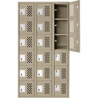 Assembled Lockerettes Clean Line Perforated Economy Lockers, 6 -tier, Bank of 3, 18" x 72" x 12", Steel Equipment World