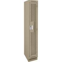 Clean Line Lockers, 12" x 15" x 76", Steel, Beige, Rivet (Assembled), Perforated Equipment World