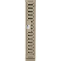 Clean Line Lockers, 12" x 15" x 76", Steel, Beige, Rivet (Assembled), Perforated Equipment World