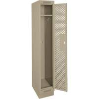 Clean Line Lockers, 12" x 15" x 76", Steel, Beige, Rivet (Assembled), Perforated Equipment World