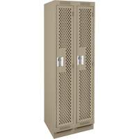 Clean Line Lockers, Bank of 2, 24" x 15" x 76", Steel, Beige, Rivet (Assembled), Perforated Equipment World