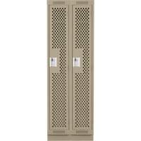 Clean Line Lockers, Bank of 2, 24" x 15" x 76", Steel, Beige, Rivet (Assembled), Perforated Equipment World