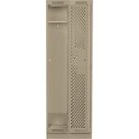 Clean Line Lockers, Bank of 2, 24" x 15" x 76", Steel, Beige, Rivet (Assembled), Perforated Equipment World