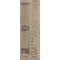 Casiers Clean Line, 2 niveaux, Bloc de 2, 24" x 18" x 76", Acier, Beige, Rivet (assembl&eacute;), Perfor&eacute; Equipment World